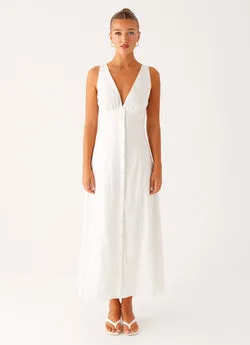 Tamsin Linen Maxi Dress - White