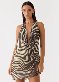 Varindra Cowl Mini Dress - Zebra
