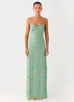 Vietta Sequin Cami Maxi Dress - Mint