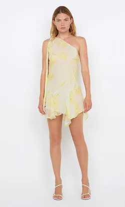 COLMAR ASYM MINI DRESS - LEMON FLORAL