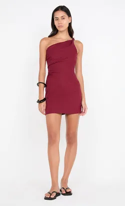 MELANIE ASYM MINI DRESS - PLUM
