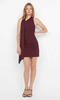 SONNIE ASYM MINI DRESS - PLUM