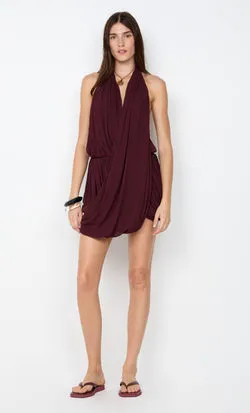 ROCHELLE DRAPE MINI DRESS - PLUM