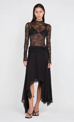 AUDREY ASYM MIDI DRESS - BLACK