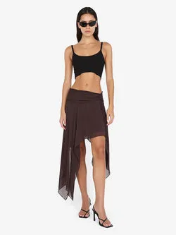 TALLIS ASYM SKIRT - DARK CHOCOLATE