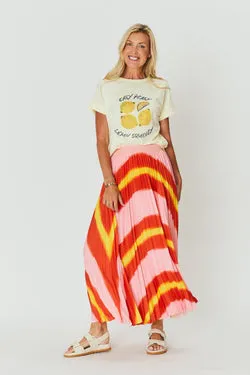 Simone Maxi Pleat Skirt - Sunrise
