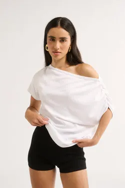 Estelle Off Shoulder T-shirt Optic White - Final Sale