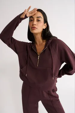 Percy Quarter Zip Jumper Merlot - Final Sale