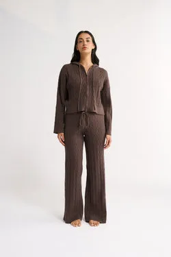 Katie Cable Knit Pant Chocolate - Final Sale