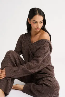 Katie Cable Zip Jacket Chocolate - Final Sale