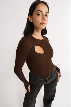 Neve Cutout Long Sleeve Cocoa - Final Sale