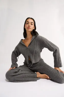 Katie Cable Zip Jacket Charcoal - Final Sale