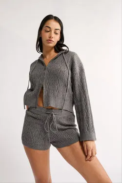 Katie Cable Knit Short Charcoal - Final Sale