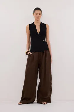 PAULA BLACK WRAP KNIT TOP