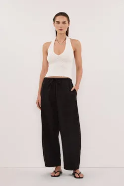 DINA OFF WHITE SLEEVELESS HALTER KNIT TOP
