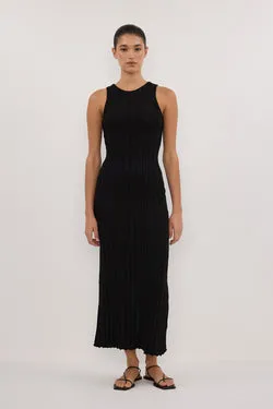 REM BLACK KNIT MIDI DRESS