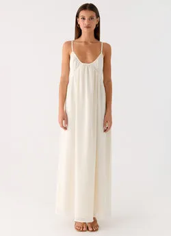Whisperlight Chiffon Scooped Neck Maxi Dress - White