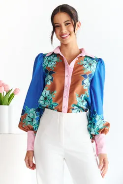 Wildflower Shirt - Brown/Blue - FINAL SALE