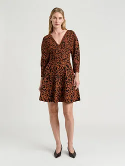 LEOPARD JACQUARD KNIT MINI DRESS