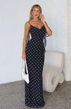 Love Blossoms Maxi Dress Black/White Polka Dot
