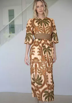 Zanzibar Palm Sleeve Maxi Dress