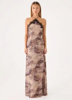 Zamarita Halter Maxi Dress - Golden Tiger