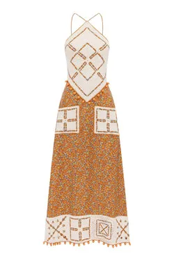 MARVA CROCHET HALTER MIDI DRESS