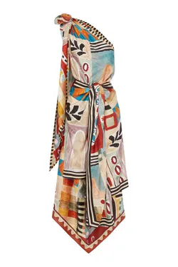MICHELLE SCARF SILK MIDI DRESS - RENT