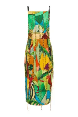 MOKSHINI BEADED FRINGE MIDI DRESS