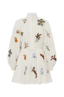 MINA EMBROIDERED MINI DRESS