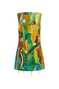 MOKSHINI BEADED FRINGE MINI DRESS