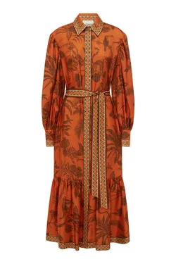 MONKEY DANCE SILK SHIRTDRESS - RENT