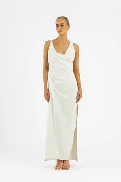 ALINA DRESS IN IVORY CREPE