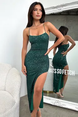 Alina Sequin Maxi Dress - Emerald
