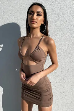 Aliyah Mini Dress - Brown