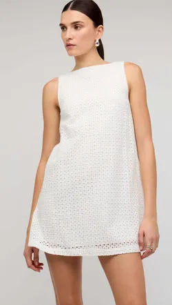 White Broderie Mini Shift Dress