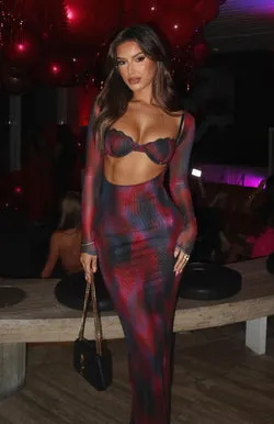 Let Me Think Long Sleeve Maxi Dress Raspberry Rhapsody