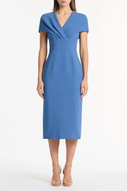 ATLAS CREPE TUCK MIDI DRESS