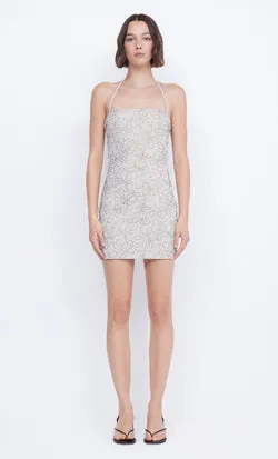 ELAINE HALTER MINI DRESS - BONE