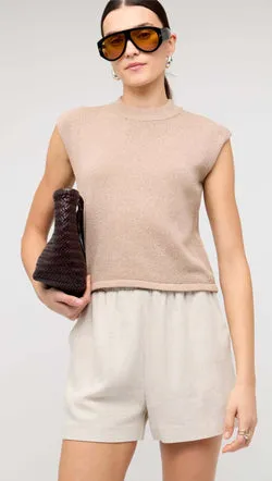 Beige Sleeveless Knit Top