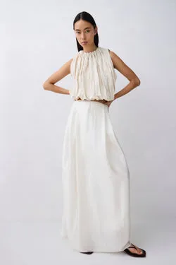 CREAM NYLON REBEL SKIRT