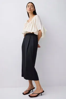 BLACK SATIN EMBER SKIRT