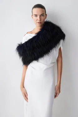 NAVY FAUX FUR THE SHRUG