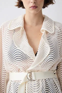 IVORY SCALLOPED LACE HENRI CROPPED TRENCH
