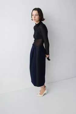 NAVY BOUCLE TWEED EMBER SKIRT
