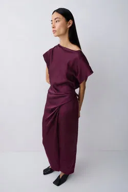 PLUM SATIN DEFY DRESS