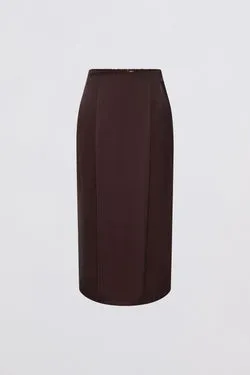 CHOCOLATE SATIN SUITING EMBER SKIRT