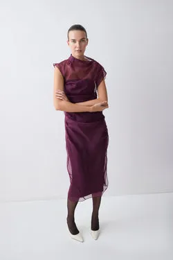 PLUM ORGANZA EMULATE DRESS