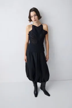 BLACK PARACHUTE SATIN HORIZON SKIRT