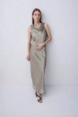 BRONZE LIQUID ORGANZA HELLEBORE DRESS